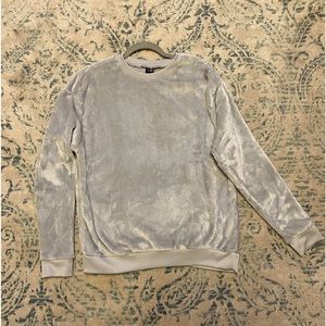 fuzzy grey crew neck